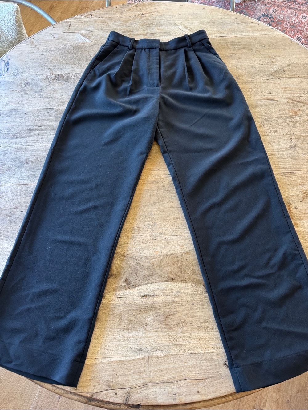 Abercrombie & Fitch Black Pleated Wide-Leg Dress Pants